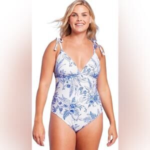 Kona Sol Shoulder Tie Hummingbird One-piece Swim Suit Medium